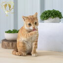 【楽天スーパーセールクーポンで11%OFF】送料無料 【前足をなめる茶トラ猫】 CAT 本物そっくり 玄関 ガーデン 雑貨 オーナメント おしゃれ置物 樹脂 お出迎え おうち時間 WooBia