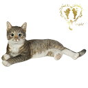 送料無料 大きなサイズで【横たわるサバトラ猫】 CAT 本物そっくり 玄関 ガーデン 雑貨 オーナメント おしゃれ置物 樹脂 お出迎え おうち時間 WooBia