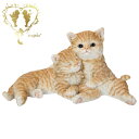 送料無料 【リラックスカップル茶トラ猫】 CAT 本物そっくり 玄関 ガーデン 雑貨 オーナメント おしゃれ置物 樹脂 お出迎え おうち時間 WooBia