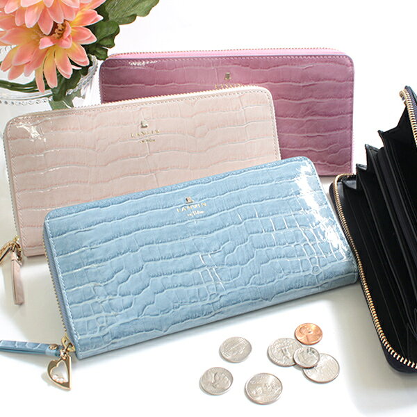 ランバン オン ブルー 財布 レディース 【オープンSALE！5％値下げ中】ランバン オンブルー 財布 レディース ラウンド長財布 ランバンオンブルー LANVIN en Bleu マゼンダ 481681 本革 レザー LANVIN　可愛い シンプル ピンク/ベージュ/ブルー/ネイビー 喜ばれるギフト