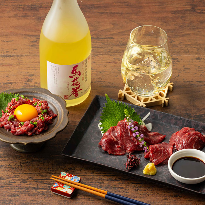馬刺しと焼酎の晩酌セット【梅】 父の日 馬肉 赤身肉 ユッケ 焼酎 お酒 おつまみ ...