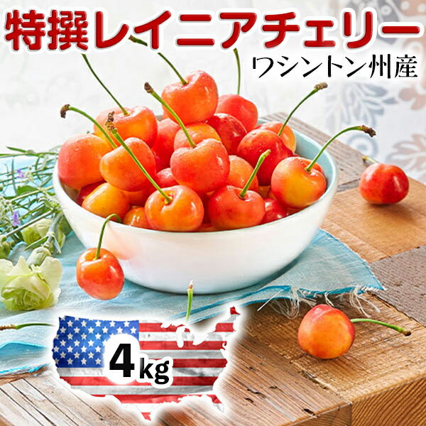 高級なフルーツ ワシントン州　レイニアチェリー　大粒【4kg】まとめ買い　高級アメリカンチェリー【6月20日～8月9日の出荷予定】さくらんぼ　ギフト　高級フルーツ　高糖度・高級チェリー　レーニアチェリー・送料無料　00043K