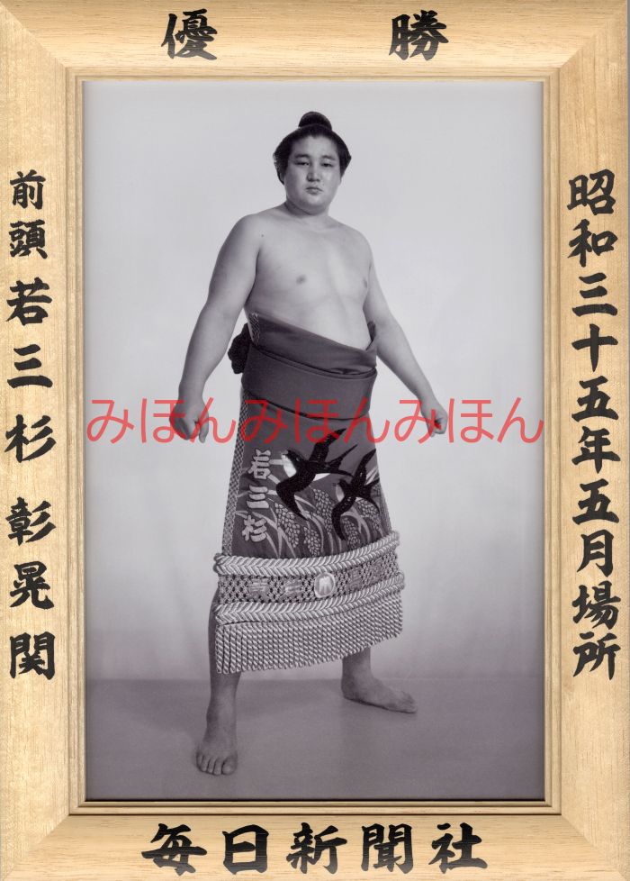 若三杉彰晃関 優勝ミニ額 大相撲ミニ額 大相撲優勝額 昭和35年5月場所 優勝 前頭 若三杉彰晃関優勝記念品 相撲グッズ 力士グッズ 相撲取りグッズ 国技館 限...