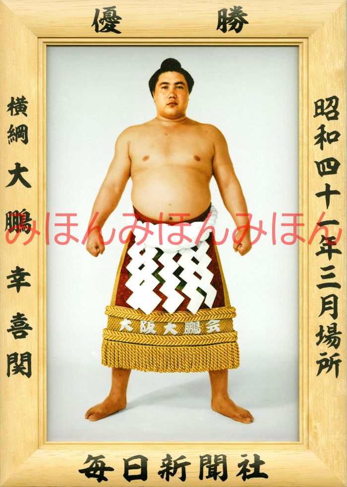 大鵬幸喜関 優勝ミニ額 大相撲ミニ額 大相撲優勝額 昭和41年3月場所 優勝 横綱 大鵬幸喜関（19回目の優勝）優勝記念品 相撲グッズ 力士グッズ 相撲取りグッズ 国技館 限定品 記念品 コレクション 写真 お相撲さん 送料無料