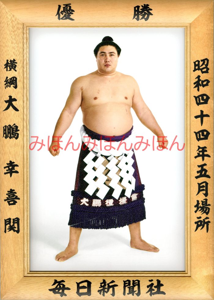 大鵬幸喜関 優勝ミニ額 大相撲ミニ額 大相撲優勝額 昭和44年5月場所 優勝 横綱 大鵬幸喜関（30回目の優勝）優勝記念品 相撲グッズ 力士グッズ 相撲取りグッズ 国技館 限定品 記念品 コレクション 写真 お相撲さん 送料無料