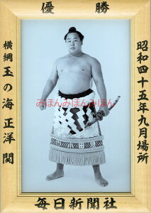 玉の海正洋関 優勝ミニ額 大相撲ミニ額 大相撲優勝額 昭和45年9月場所 優勝 横綱 玉の海正洋関(3回目の優勝)優勝記念品 相撲グッズ 力士グッズ 相撲取りグッズ 国技館 限定品 記念品 コレクション 写真 S4509