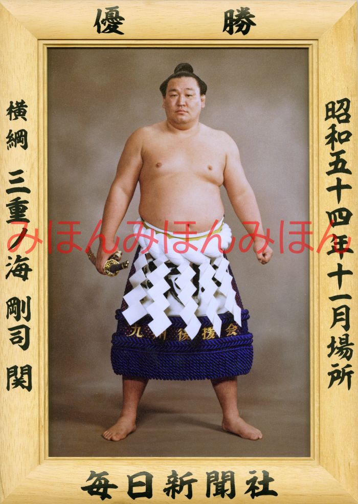 三重ノ海剛司関　優勝ミニ額 大相撲ミニ額 大相撲優勝額　昭和54年11月場所 優勝 横綱 三重ノ海剛司関（2回目の優勝）優勝記念品 相撲グッズ 力士グッズ 相撲取りグッズ 国技館 限定品 記念品 コレクション 写真 お相撲さん 送料無料