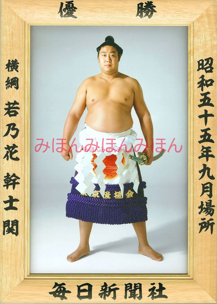 若乃花幹士関　優勝ミニ額 大相撲ミニ額 大相撲優勝額　昭和55年9月場所 優勝 横綱 若乃花幹士関（4回目の優勝）優勝記念品 相撲グッズ 力士グッズ 相撲取りグッズ 国技館 限定品 記念品 コレクション 写真 S5509