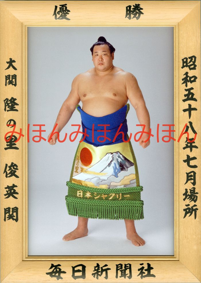 隆の里俊英関 優勝ミニ額 大相撲ミニ額 大相撲優勝額 昭和58年7月場所 優勝 大関 隆の里俊英関(2回目の優勝)優勝記念品 相撲グッズ 力士グッズ 相撲取りグ...