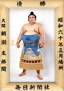 朝潮太郎関　優勝ミニ額 大相撲ミニ額 大相撲優勝額　昭和60年3月場所 優勝 大関 朝潮太郎関