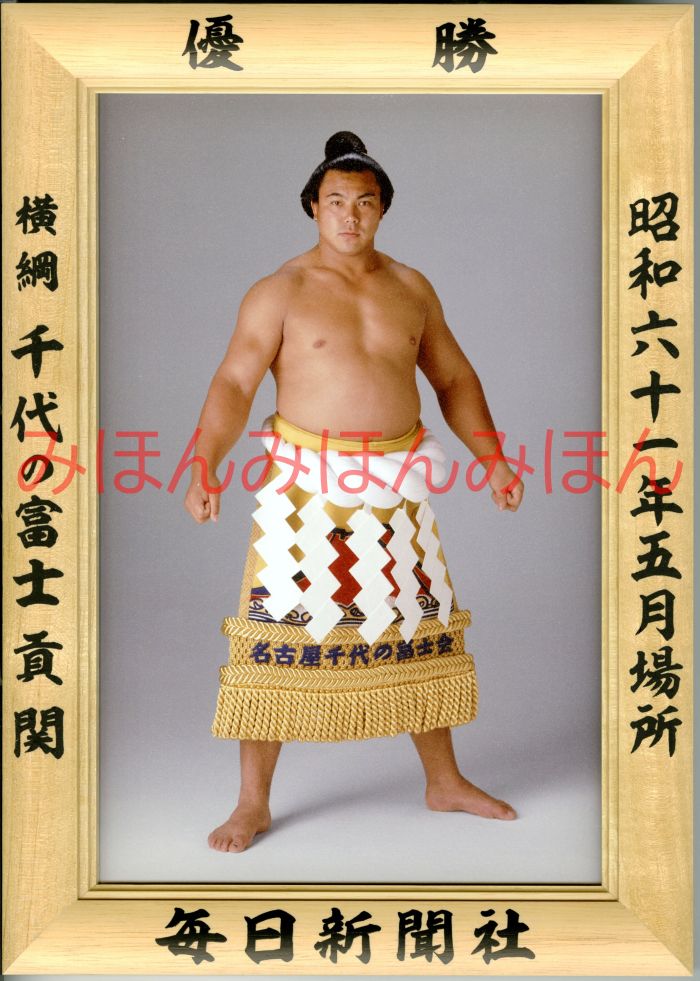 千代の富士貢関 優勝ミニ額 大相撲ミニ額 大相撲優勝額 昭和61年5月場所 優勝 横綱 千代の富士貢関(16回目の優勝)優勝記念品 相撲グッズ 力士グッズ 相撲...