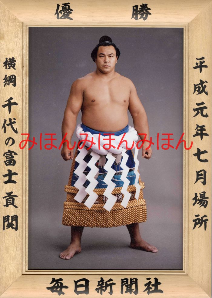 千代の富士貢関　優勝ミニ額 大相撲ミニ額 大相撲優勝額　平成元年7月場所 優勝 横綱 千代の富士貢関（..