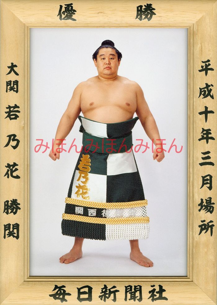 【最大2000円OFFクーポン】若乃花勝関　優勝ミニ額 大相撲ミニ額 大相撲優勝額　平成10年3月場所 優勝 大関 若乃花勝関（4回目の優勝）優勝記念品 相撲グッズ 力士グッズ 相撲取りグッズ 国技館 限定品 記念品 コレクション 写真 お相撲さん 送料無料