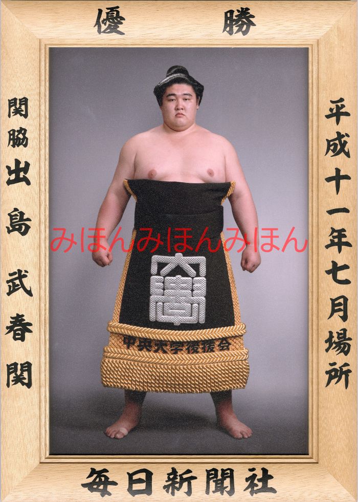 出島武春関 優勝ミニ額 大相撲ミニ額 大相撲優勝額 平成11年7月場所 優勝 関脇 出島武春関優勝記念品 相撲グッズ 力士グッズ 相撲取りグッズ 国技館 限定品...