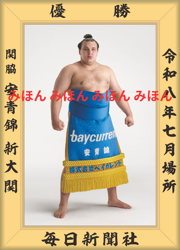 安青錦 新大 関 優勝ミニ額 大相撲ミニ額 大相撲優勝額 令和8（2026）年7月場所 優勝 関脇 安青錦 関（3回目）優勝記念品 相撲グッズ 力士グッズ 相撲取りグッズ 国技館 限定品 記念品 コレクション 写真 R0807