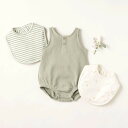 QUINCY MAE BABY COORDINATE BOX / ロンパース+スタイ / セージグリーン クインシーメイ 12ヶ月 3個セットカーキ くすみカラー 男の子 ストライプ コットン100% 贈り物 ギフトセット プレゼント(4)
