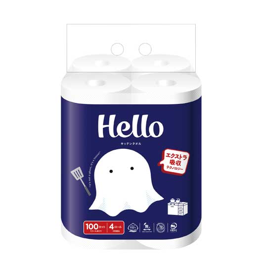 【クーポン有り】 販促品 キッチンタオル 【12個単位】ハロー キッチンタオル100カット（4ロール） キッチンタオル 販促品 キッチンタオル 900円 人気 800円台 敬老会 プレゼント イベント セール sale