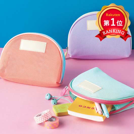 Rakuten - ＼楽天1位／キュッカ メッシュポーチ 景品 粗品 ノベルティ 販促品 プチギフト 記念品 コスメポーチ ガジェットポーチ 小物入れ 収納ポーチ メッシュ シェル型 かわいい おしゃれ バッグインバッグ トラベルポーチ 旅行 通気性 透明ポーチ 化粧ポーチ メイクポーチ 抽選会