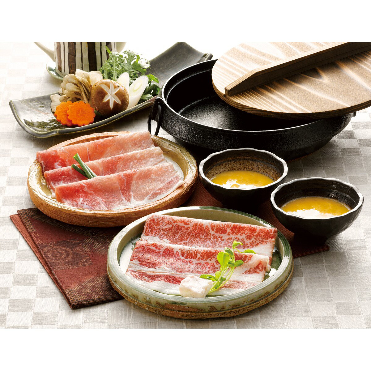 樂天商城 - すきやき肉 食べ比べ 黒毛和牛 黒豚 冷凍 お取り寄せ 鍋 産地直送 手土産 黒毛和牛と黒豚のすきやき肉 送料無料