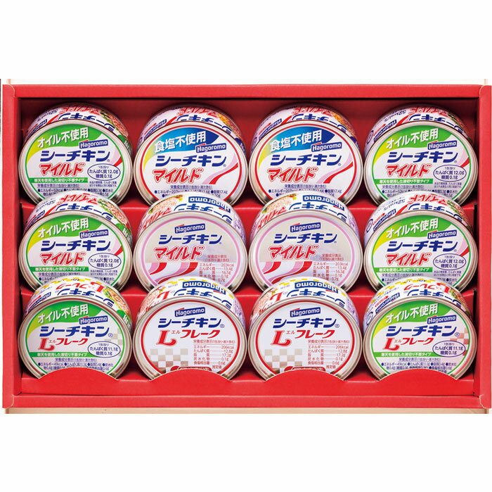 《1箱の仕様》 内容／オイル不使用シーチキンマイルド/70g×4缶、オイル不使用シーチキンLフレーク/70g×2缶、食塩不使用シーチキンマイルド/70g×2缶、シーチキンマイルド/70g×2缶、シーチキンLフレーク/70g×2缶 箱サイズ／215×325×67mm　化粧箱入 素材や味付によって、さまざまなおいしさが楽しめるシーチキンの詰合せです。ギフト対応