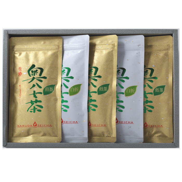 【あす楽】生粋の奥八女茶 （G-KS-50）煎茶（100g）×3 白折（100g）×2 【送料込み価格】角田製茶