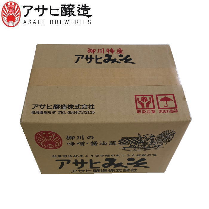 内容／ 米こうじ味噌　10kg×1 米こうじが作る酵素により、甘味を十分ひきだした甘口タイプのお味噌です。 米こうじみそ独特のほのかな甘いみそ風味をお楽しみ下さい。 お味噌汁の他、酢みそ、白和え等にもご使用いただけます。 味噌の一言 味噌汁、一人前の味噌の量は約18g（大さじ1杯）！健康バランス食品（アルカリ食品）です。 アサヒ醸造株式会社は創業から100年の間、 九州柳川の地で、味噌と醤油を製造。 熟練の技によりをかけて作り上げた 味噌・醤油をご堪能ください。ギフト対応 九州から遠方に出られてるあの方へ!!九州の味を♪