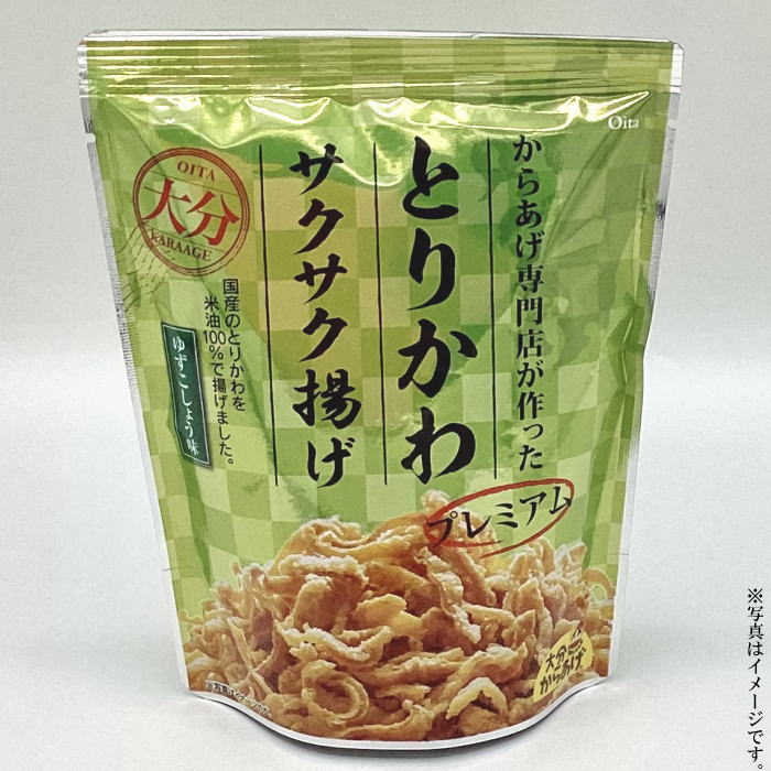 1袋の内容量／30g 袋サイズ／33×39×20mm アレルギー／鶏肉 九州産のゆずを使用しています。さわやかな酸味とほのかな苦みをもつゆずと、唐辛子のピリッとした辛味でパンチのある商品に仕上げています。化学調味料不使用。食品添加物不使用。フレッシュな米油のみで揚げております。もちろん鶏は国産のもののみを使用。