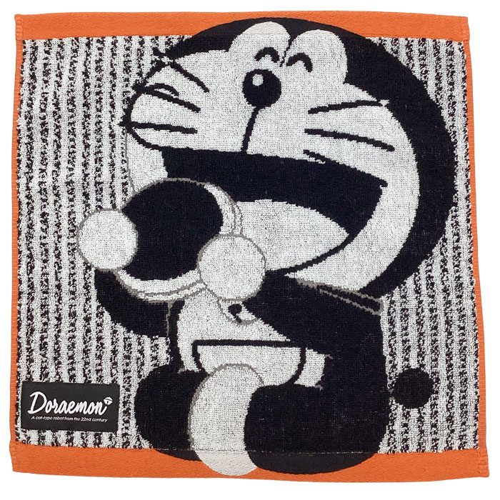 Rakuten - 【刺繍名入れ】ドラえもん　ストライプゲストタオル＜オレンジ＞（約34×34cm）（A-91165-51-OR）【箱無し】【メール便発送　送料込み価格】