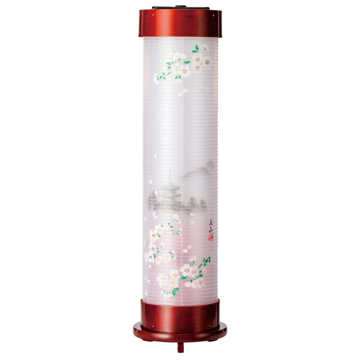 Rakuten - ワイン　6号　伸縮提灯＜桜に塔＞手描き絵　二重張（一個）LED電球(12816）