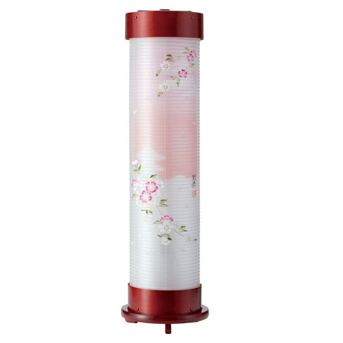 Rakuten - ワイン　6号　伸縮提灯＜京城・桜＞手描き絵　二重張（一個）LED電球(12916）