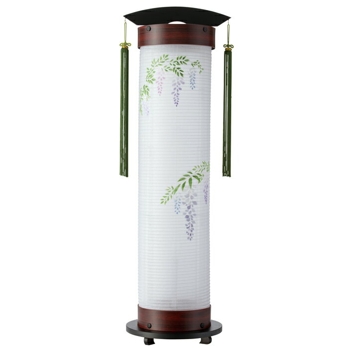 Rakuten - 桜調　7号　伸縮提灯＜藤＞（一個）一重張り（和紙）飾り手付・手描き絵(12407T)硬質ボール材の口輪となります※木製ではございません