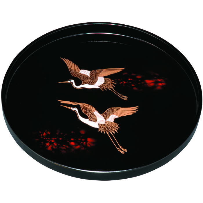 【選べる枚数（1～10枚）】10.0丸盆（径30cm)別甲　二羽鶴ユリア樹脂（27-10-4A）【送料込み価格】