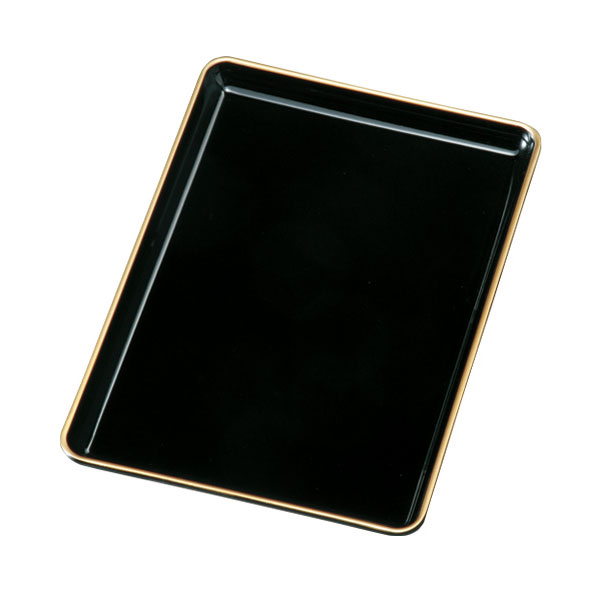 【選べる枚数（1～10枚）】9.0　PC　DX切手盆　黒特選上金渕付　両面塗ユリア樹脂（25-768/26-60-4C）