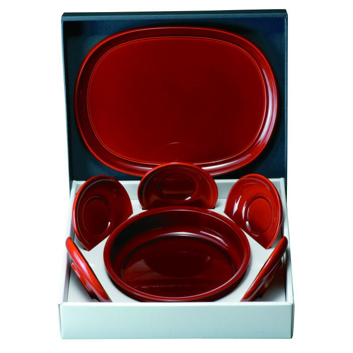 【紀州漆器】茶の間セット両面春慶塗（25-482）【送料込み価格】