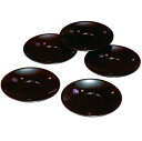 4.0茶托 溜塗 貝貼梅(5枚入)ユリア樹脂(26-34-1)【送料込み価格】