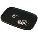 【選べる枚数(1~10枚)】12.0長手盆(36cm)黒 桜浪漫ABS樹脂(26-19-3)【送料込み価格】