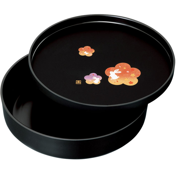 【選べる箱数（1～10箱）】紀州塗花舞うさぎ 盆付菓子器（2205029）【送料込み価格】