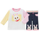 【刺繍名入れ:Tシャツ】ミキハウス Tシャツセット ピンク(うさぎ)(14-1122-689)【日本製】【送料込み価格】