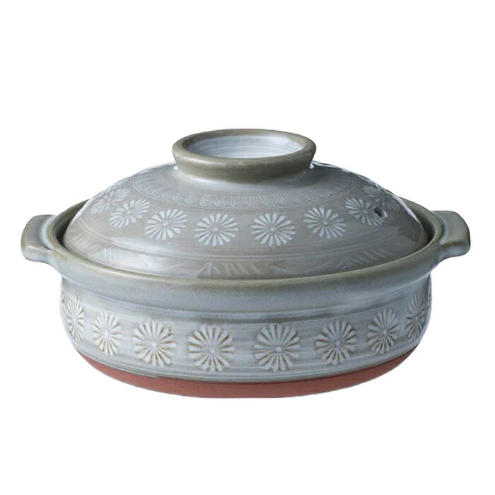 【即日出荷】銀峯花三島　7号土鍋（1〜2人用）【日本製】【送料込み価格】