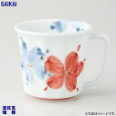 波佐見焼呉須花絵　軽量マグ（赤）（300ml）1個（箱無し）(32022）クラシノウツワ