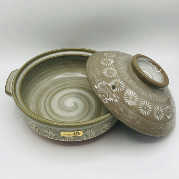 【即日出荷】銀峯花三島　8号土鍋（2〜3人用）【日本製】（4933357210814）【送料込み価格】