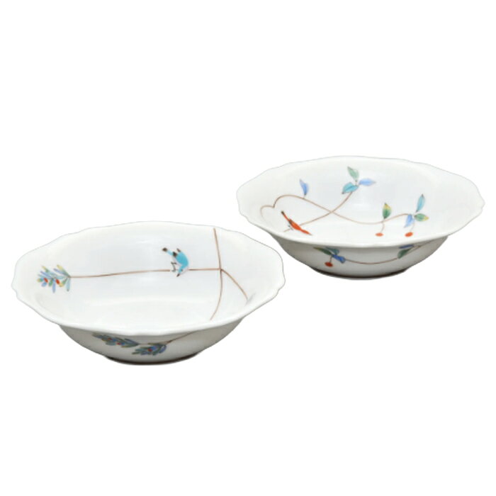 【選べる箱数：1～5箱】香蘭社小鳥の詩　ペア中鉢（φ14.5cm）(1016-2GRKK5)2枚（化粧箱入）【送料込み価格】