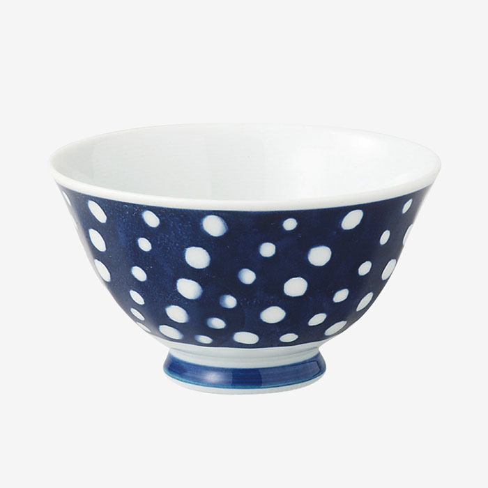 【即日出荷・数量限定】indigo Japan染抜しぼり　面取軽量飯碗(325ml)(42854)クラシノウツワ【送料込み価格】