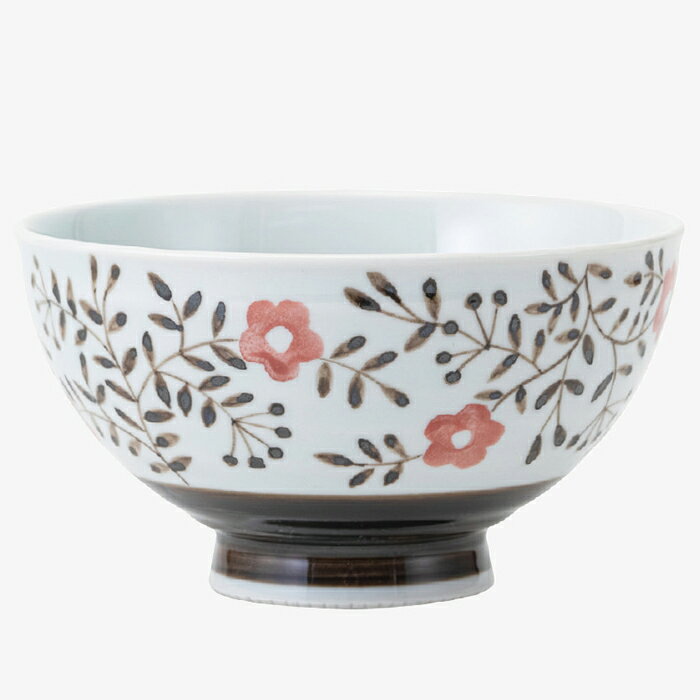 【選べる個数（1～10個）】花文様 飯碗（240ml）（中・赤）　(74309)クラシノウツワ【送料込み価格】