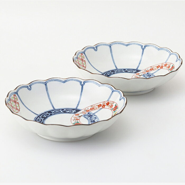 Rakuten - 【選べる箱数（1～10箱）】染錦輪つなぎ　菊型組多用深皿（2枚入）(PRICE GIFT-31180）【送料無料】