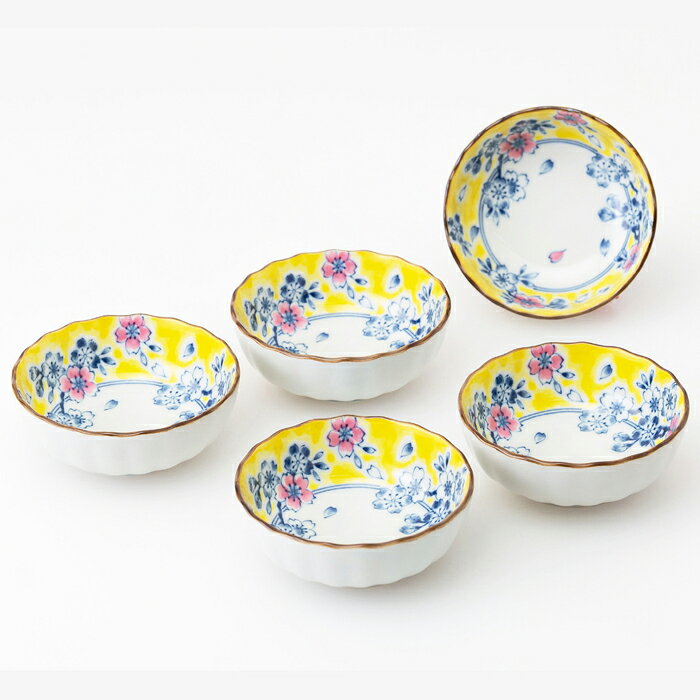 【選べる箱数（1～10箱）】黄彩錦桜 菊型小付揃（5個入）(PRICE GIFT-31197）【送料無料】