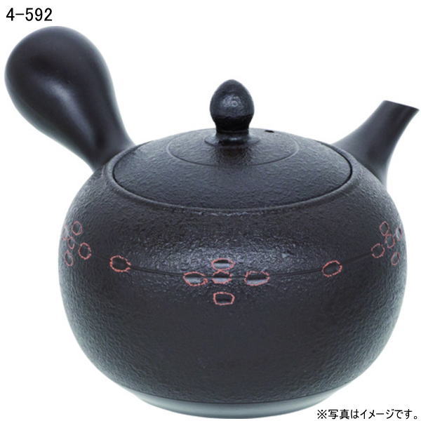 【あす楽】常滑焼春秋(しゅんじゅう) 30号 黒ノタ中線朱剥 急須500ml 帯アミ(常滑4-592)【送料込み価格】