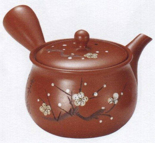 【即日出荷】常滑焼間宮(まみや)　16号新袋白梅深蒸急須280ml　平アミ(常滑3-202)【送料込み価格】