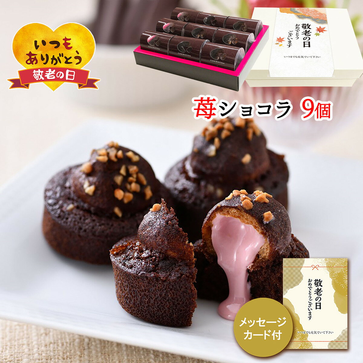 敬老の日 プレゼント シュクレ苺ショコラ 9個 チョコフィナンシェ に 苺ガナッシュ 入り プチシュー を重ね焼き上げたオリジナル スイーツ