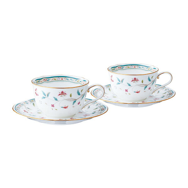 【送料無料】ノリタケ【花更紗】ティー・コーヒー碗皿ペアセットnoritake hanasarasa/コーヒーカップカップ＆ソーサー【point10n】【コンビニ受取対応商品】